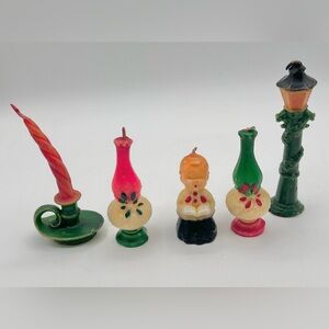 Vintage 1950 Gurley Christmas Candles Oil Lanterns Lamp Post Choir Boy Set of 5